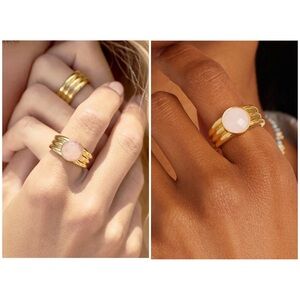 Gorjana- Power Gemstone Reed Ring for Love - Gold/Rose Quartz ✨✨ NWOT